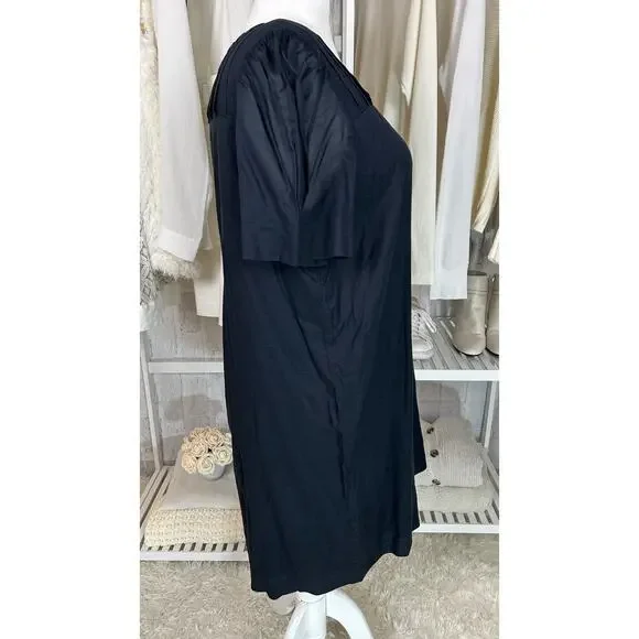 Gap Women's Size 20 Black Puff Sleeve Knee Length Button Back Shift Dress #0522 - Picture 4 of 11
